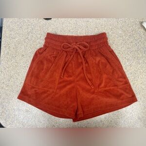 Zenana Burnt Orange Terry Cloth Shorts Size Small